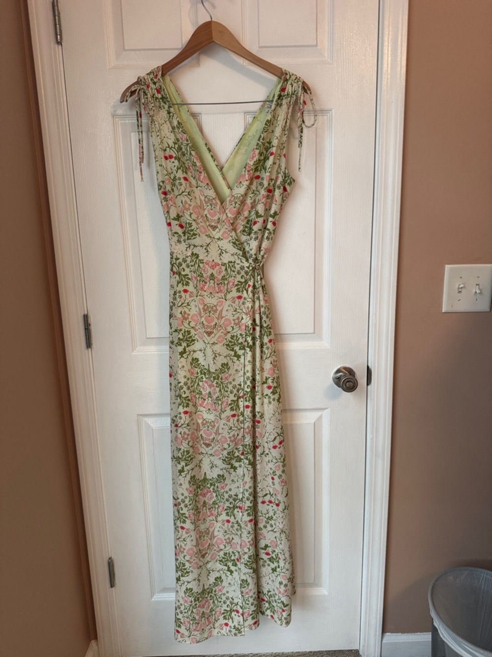 New York & Company Floral Maxi Dress in Pale Green and Pink